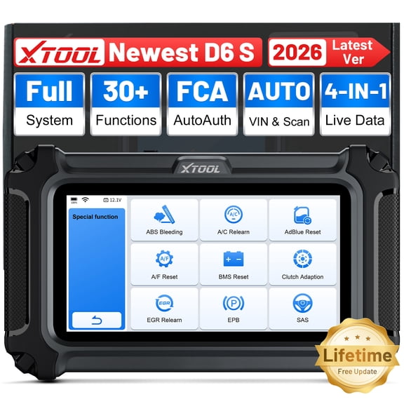 XTOOL D6S OBD2 Scanner Diagnostic Tool, All System Car Scanner Engine Code Reader 30 Resets, FCA, Free Updates