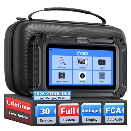 XTOOL D6S OBD2 Scanner Diagnostic Tool with Carring Case, All System Car Scanner Engine Code Reader with 30 Resets, Free Updates