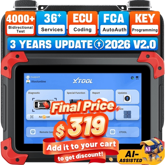 XTOOL D7 V2.0 Bi-Directional Scan Tool, Ai-Assisted OBD2 Scanner Car Code Reader with ECU Cod-ing, Full System Scan, 36+ Services