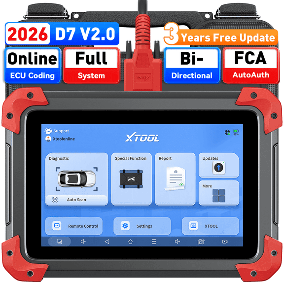 XTOOL D7 V2.0 Automotive Bi-Directional Scan Tool, Full System Ai-Assisted OBD2 Scanner Code Reader with ECU Cod-ing, 36+ Services