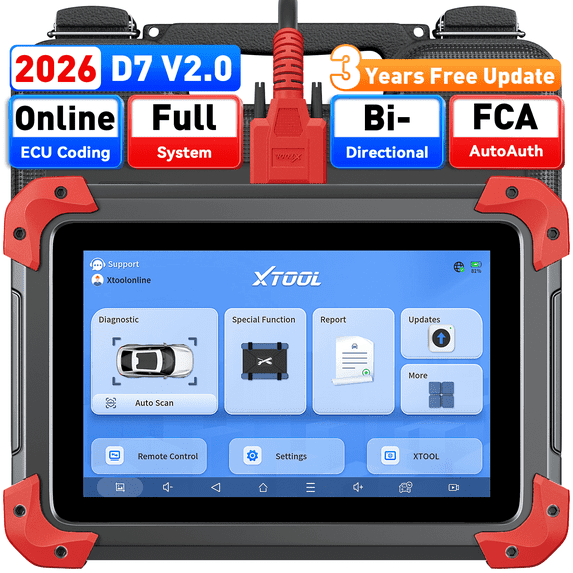 XTOOL D7 V2.0 Automotive Bi-Directional Scan Tool, Full System Diagnostic OBD2 Scanner Code Reader with ECU Cod-ing, 36+ Services