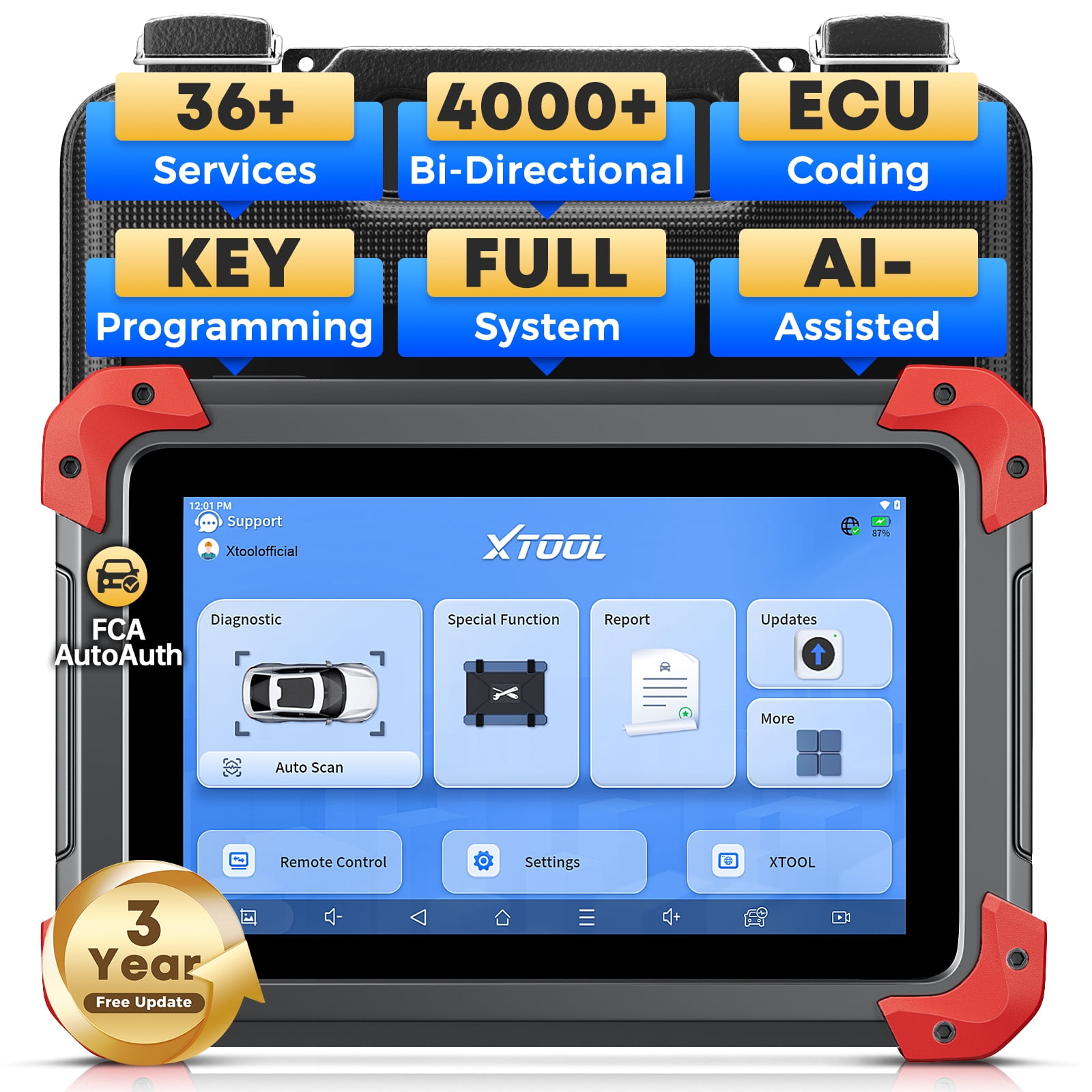 XTOOL D7 V2.0 Bi-Directional Scan Tool, Ai-Assisted OBD2 Scanner Car Code Reader with ECU Cod-ing, Full System Scan, 36+ Services