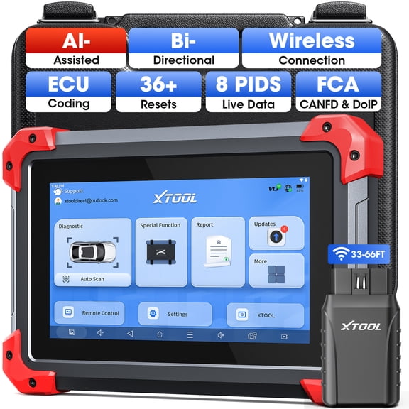 XTOOL D7 BT V2.0 Bi-Directional Scan Tool, Full System OBD2 Scanner Bluetooth with ECU Cod-ing, FCA, 36+ Services, 3-Year Free Update