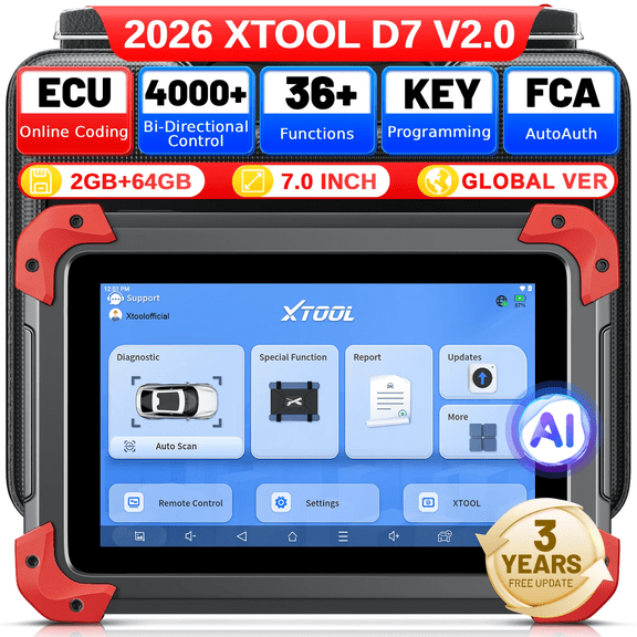 XTOOL D7 Bidirectional Scan Tool Ai-Assisted OBD2 Scanner Diagnostic Tool with 36+ Resets, Full System Car Scanner, Crank Sensor Relearn