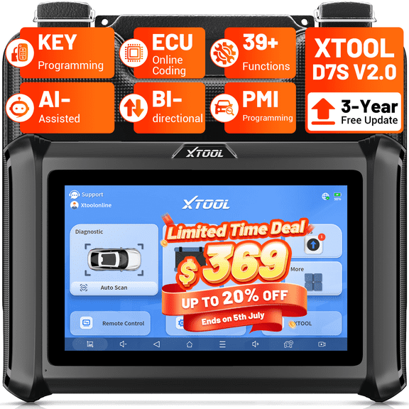 XTOOL D7S Bidirectional Scan Tool AI-Assisted OBD2 Scanner Diagnostic Tool with ECU Cod-ing, All System Car Scanner, 39+ Resets, FCA, Crankshaft Relearn