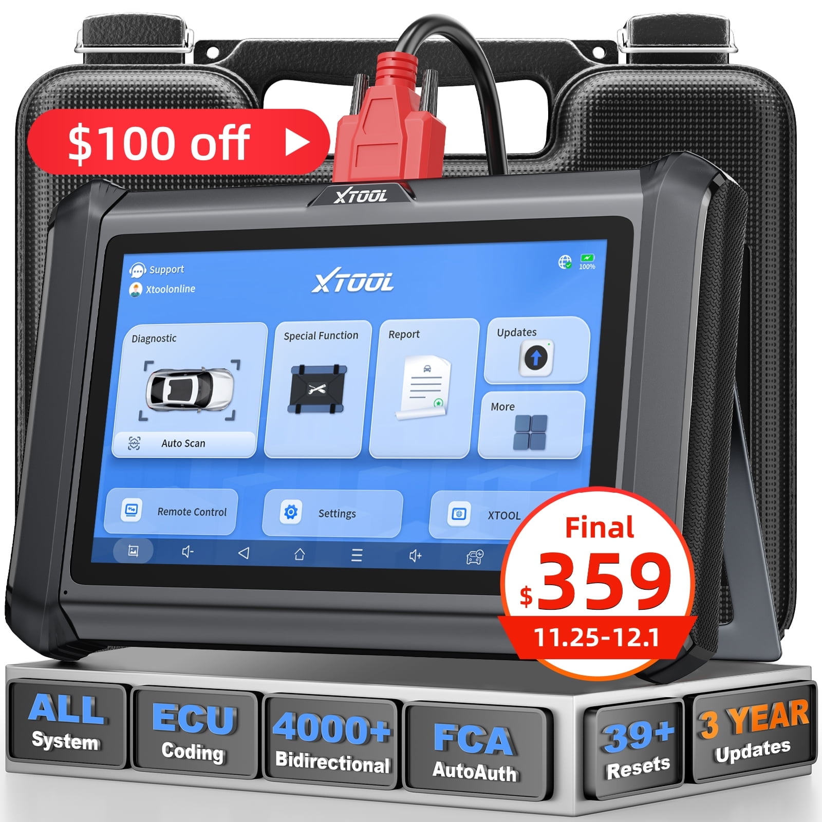 XTOOL D7S Bidirectional Scan Tool OBD2 Scanner Diagnostic Tool with FCA ...