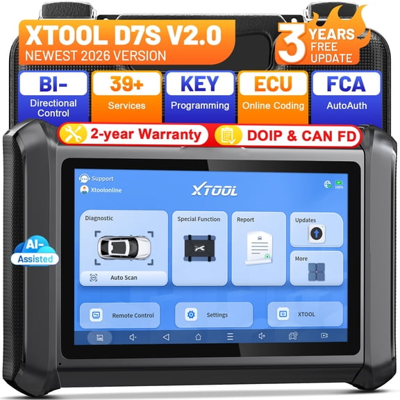 XTOOL D7S Bidirectional Scan Tool AI-Assisted OBD2 Scanner Diagnostic Tool with ECU Cod-ing, All System Car Scanner, 39+ Resets, FCA, Crankshaft Relearn