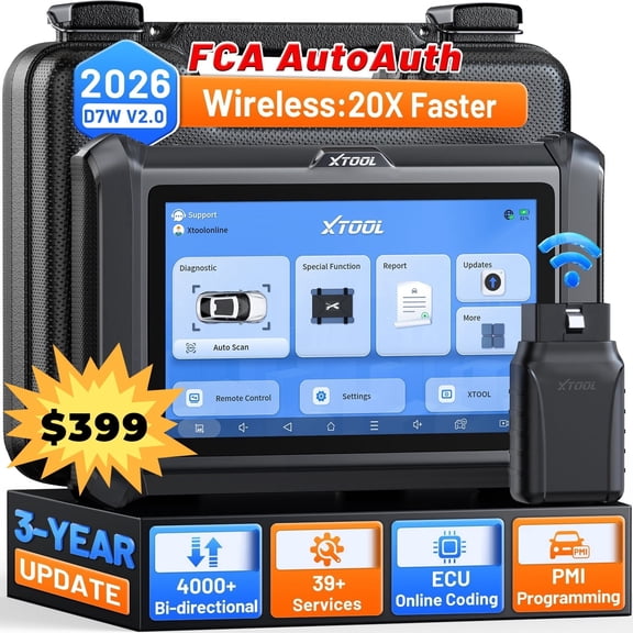 2026 XTOOL D7W AI-Assisted OBD2 Scanner Diagnostic Tool with ECU Cod-ing, Bluetooth Bidirectional Scan Tool, 39+ Resets, 3-Year Free Updates