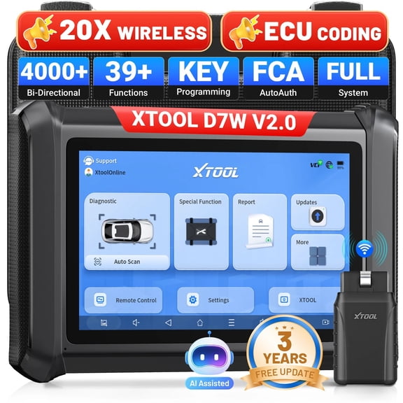 XTOOL D7W Wireless OBD2 Scanner Bidirectional Scan Tool, ECU Cod-ing, PMI, AI-Assisted, 39+ Resets, Full System Scan, 3-Year Free Updates