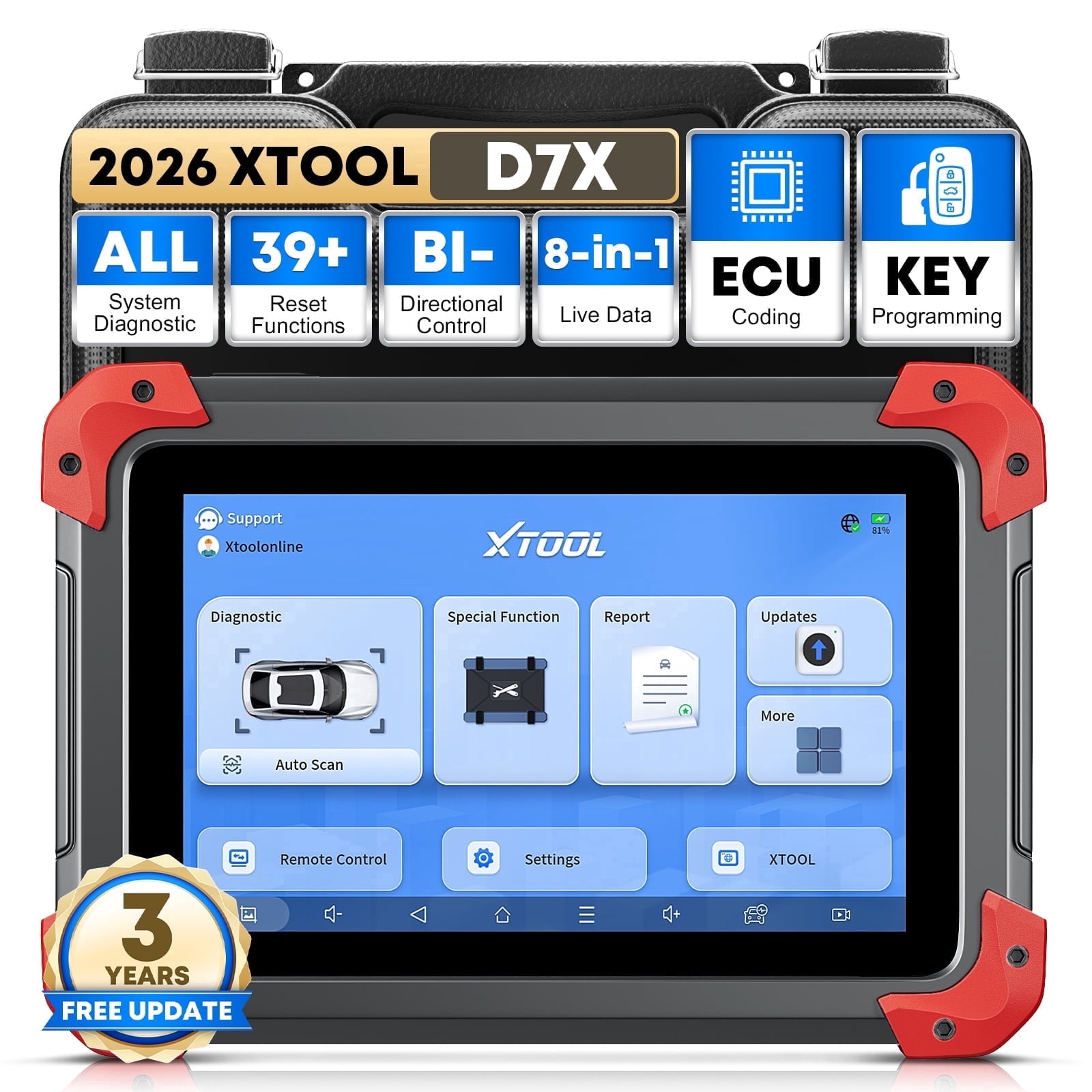 XTOOL D7X OBD2 Scanner Bidirectional Scan Tool, Ai-Assisted Car Scanner with 39+ Resets, Key Fob Pr0grammer, Full System Diagnostic Tool, ECU Cod-ing, 3-Year Free Updates