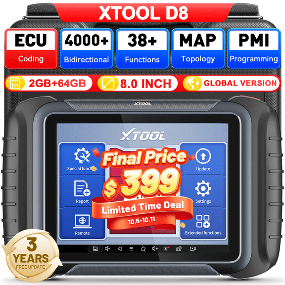 XTOOL D8 Automotive OBD2 Scanner Bidirectional Scan Tool, Full System Car Diagnosis tool, PMI, Topology Mapping, 38+ Services