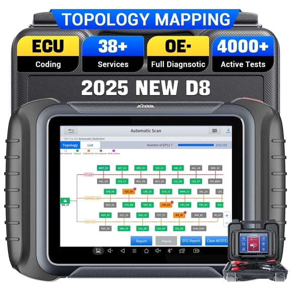 XTOOL D8 Automotive OBD2 Scanner Bidirectional Scan Tool, Full System Car Diagnosis Tool, ECU Cod-ing, PMI, Topology Mapping, 38+ Services, 3-Year Free Update