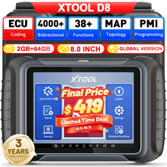 XTOOL D8 Automotive OBD2 Scanner Bidirectional Scan Tool, Full System Car Diagnosis tool, PMI, Topology Mapping, 38+ Services