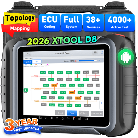 XTOOL D8 Automotive OBD2 Scanner Bidirectional Scan Tool, Full System Car Diagnosis tool, PMI, Topology Mapping, 38+ Services