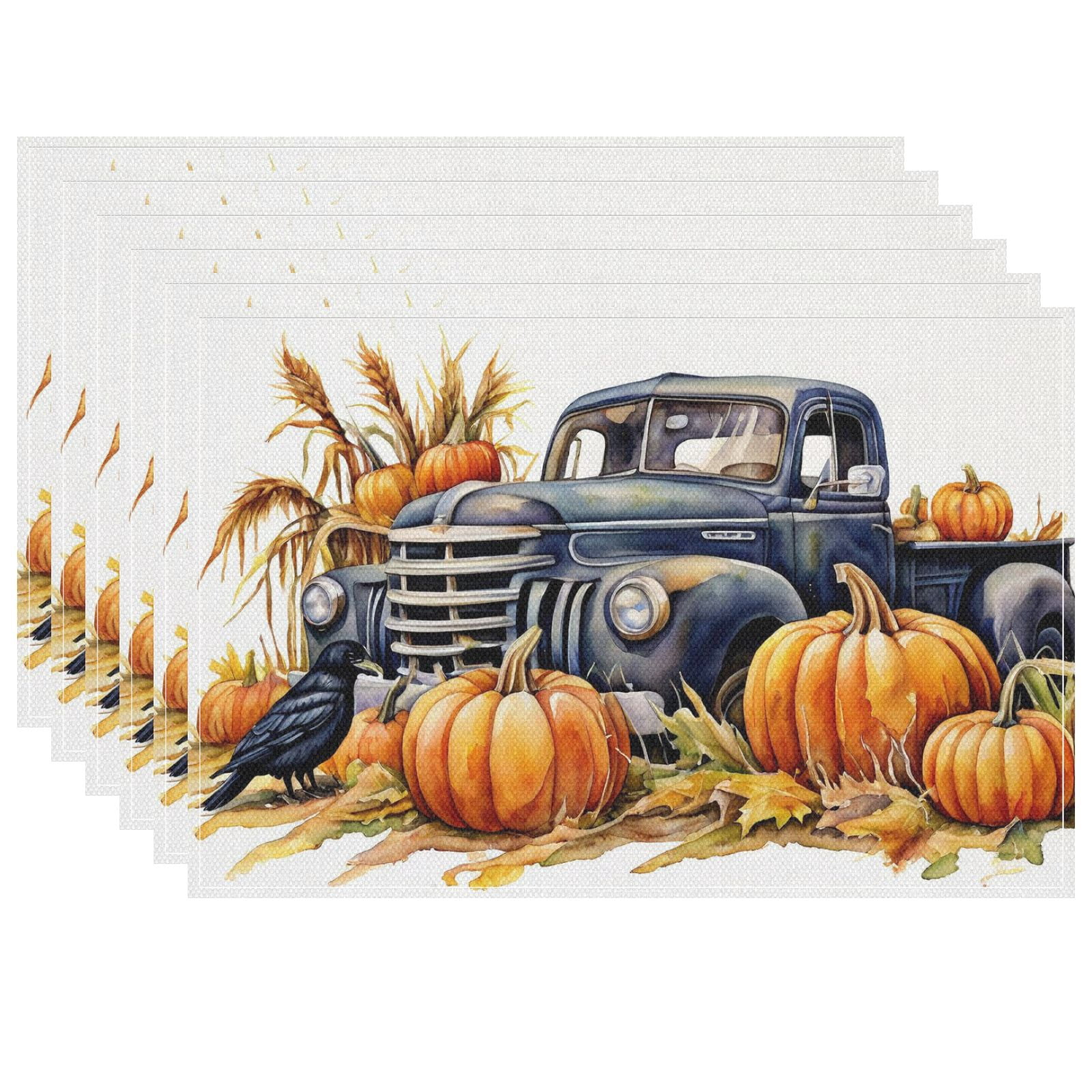 Place Mat Scan Fall-featured Placemat, for Coffee Table Office Cafe 6PCS 17.7x13in ...