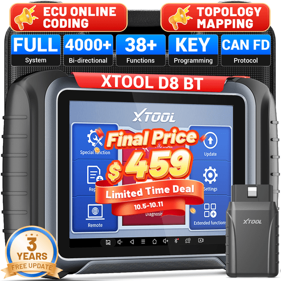 XTOOL D8BT Automotive Diagnostic Scanner, OBD2 Scanner Bluetooth Full System Bi Directional Scan Tool, 38+ Services