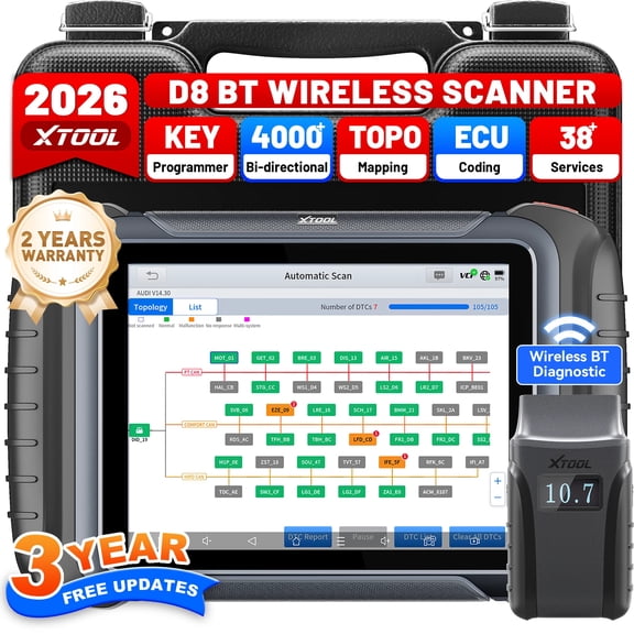 XTOOL D8BT Automotive Diagnostic Scanner, OBD2 Scanner Bluetooth Full System Bi Directional Scan Tool, 38+ Services