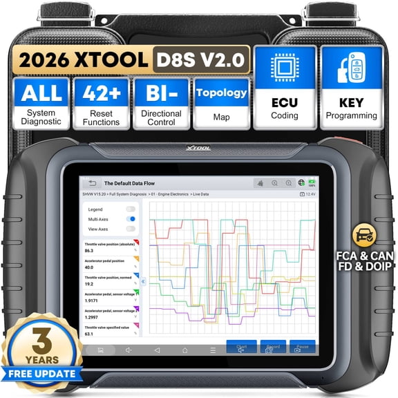 XTOOL D8S V2.0 Bidirectional Scan Tool AI-Assisted OBD2 Scanner with Topology Mapping, ECU Cod-ing, Upgraded Ver. of D8, 3 Years Free Updates