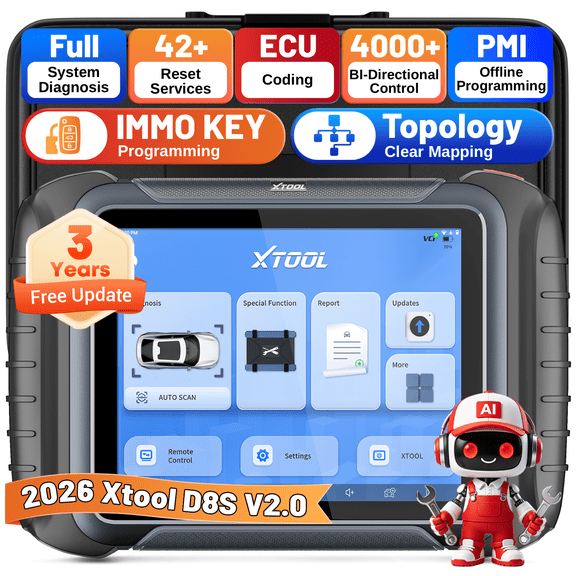 XTOOL D8S Bidirectional Scan Tool with Topology Mapping, FCA AutoAuth, ECU Cod-ing, 42+ Resets, All Systems OBD2 Scanner Diagnostic Tool, 3-Year Free Update