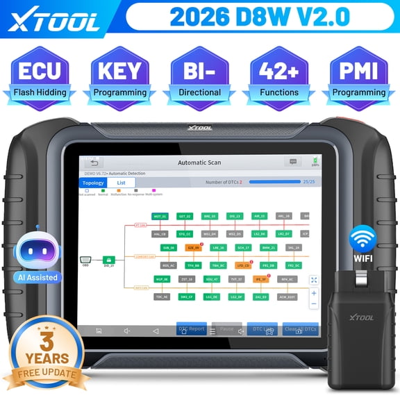 XTOOL D8W Wireless Bidirectional Scan Tool AI-Assisted OBD2 Scanner Diagnostic Tool with Topology Mapping, ECU Cod-ing, 42+ Resets, Crank Sensor Relearn, 3-Year Updates