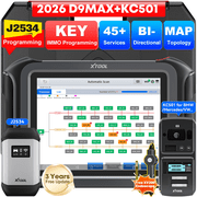 XTOOL D9 MAX Automotive Diagnostic Scanner, Bluetooth Full System Bi Directional Scan Tool, J2534 Repr0gramming Tool, Topology Mapping, 45+ Resets, with KC501 Key Fob Programmer