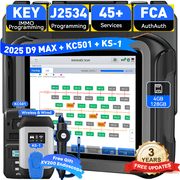 XTOOL D9 MAX Automotive Diagnostic Scanner, Bluetooth Full System Bi Directional Scan Tool, J2534 Repr0gramming Tool, Topology Mapping, 45+ Resets, with KC501 KS-1 Key Fob Programmer