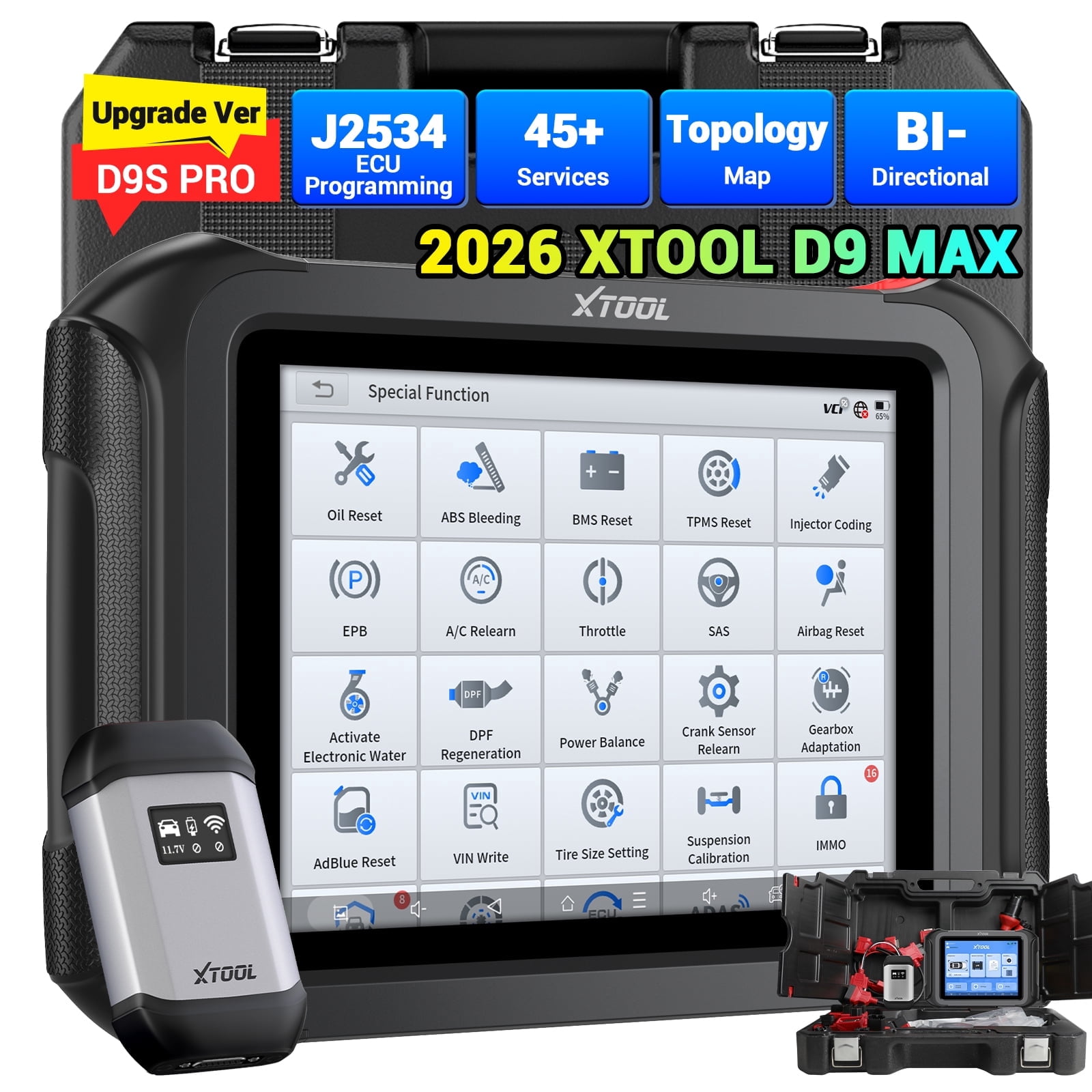 XTOOL, D9 MAX, AI-Assisted Automotive Scan Tool, J2534