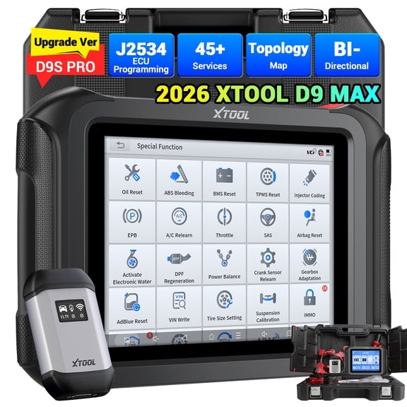XTOOL D9 MAX AI-Assisted Professional Automotive Scan Tool, J2534 Repr0gramming Tool, Bidirectional OBD2 Scanner with Topology Mapping, 45+ Resets, ECU Cod-ing