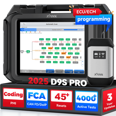 XTOOL D9S Pro OBD2 Scanner Automotive Diagnostic Scan Tool Bluetooth Bi Directional Scan Tool with Topology Mapping Crankshaft Relearn FCA AutoAuth 45 Services