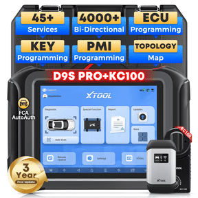 XTOOL D9S Pro Automotive OBD2 Scanner Bluetooth, Bi Directional Scan Tool, Full System Diagnostic Tool with KC100 Key Pr0gramming Tool, 45 Services