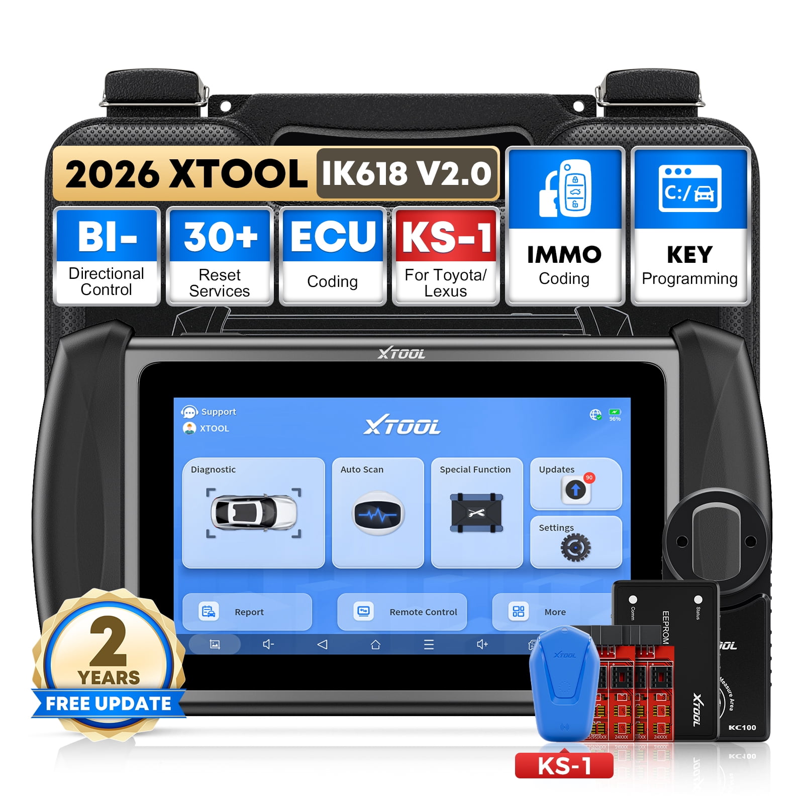 XTOOL IK618 + KS-1 Automotive Key Fob Programmer 2026 AI-Assisted Full System OBD2 Scanner Bi-Directional Scan Tool, 31 Services