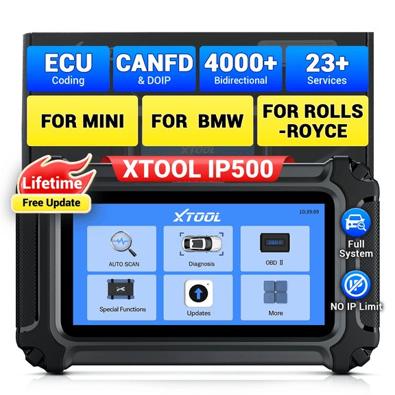 XTOOL IP500 OBD2 Scanner for BMW, Full Systems Bidirectional Scan Tool with ECU Cod-ing, Battery Registration Tool, All Services, Lifetime Free Update