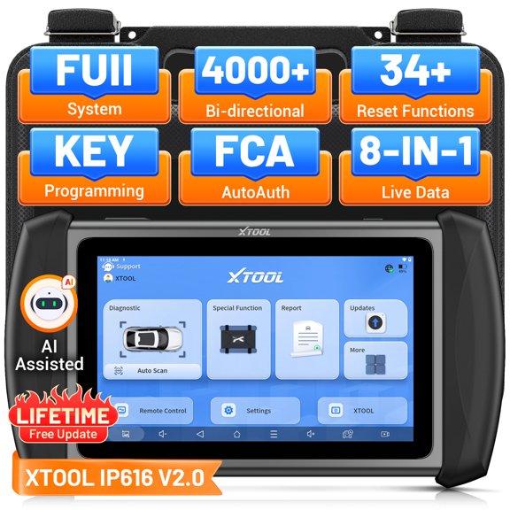 XTOOL IP616 V2.0 OBD2 Scanner Bidirectional Scan Tool with Lifetime Free Updates, AI-Assisted Full System Diagnostic Tool with 34+ Reset Services