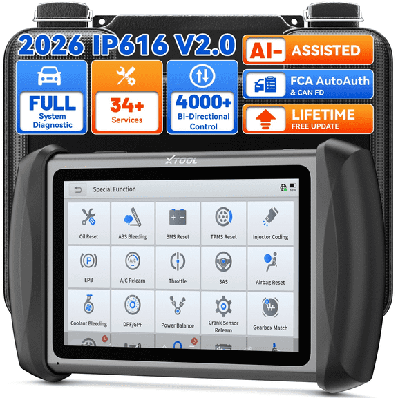 XTOOL IP616 V2.0 OBD2 Scanner Bidirectional Scan Tool with Lifetime Free Updates, AI-Assisted Full System Diagnostic Tool with 34+ Reset Services