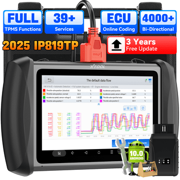 XTOOL IP819TP OBD2 Scanner TPMS Relearn Tool All System Bidirectional Scan Tool with Full TPMS Diagnostics, Activate/Relearn All Sensors 39+ Services