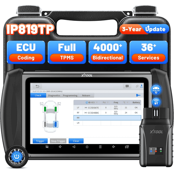 XTOOL IP819TP OBD2 Scanner TPMS Relearn Tool 2026 All System Bidirectional Scan Tool with Full TPMS Diagnostics, Activate/Relearn All Sensors 39+ Services