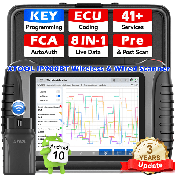 XTOOL IP900BT Bluetooth OBD2 Scanner Diagnostic Tool with 41+Resets, Bidirectional Scan Tool, ECU Cod-ing Car Scanner, AI-Assisted