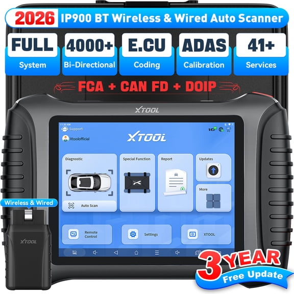 XTOOL IP900BT Bluetooth OBD2 Scanner Diagnostic Tool with 41+Resets, Bidirectional Scan Tool, ECU Cod-ing Car Scanner, FCA, AI-Assisted