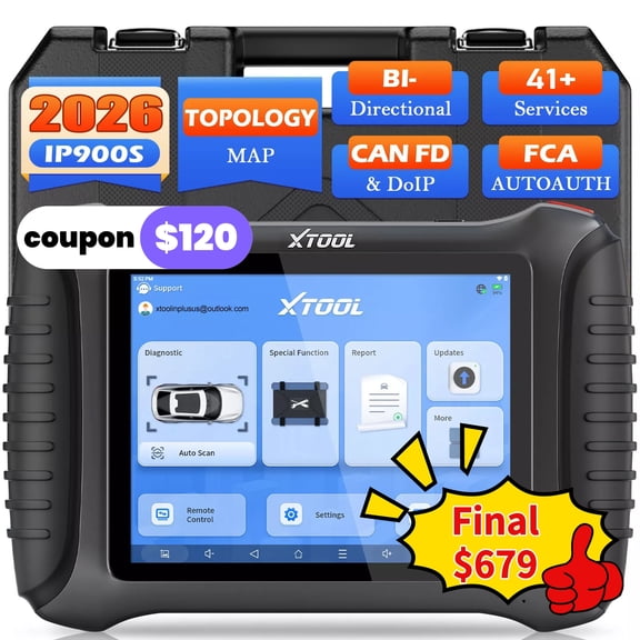 2026 XTOOL IP900S Automotive OBD2 Scanner Diagnostic Tool AI-Assisted Bidirectional Scan Tool with Topology Mapping 41+ Service 3-Year Update