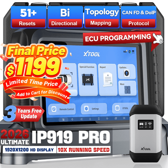 XTOOL IP919 PRO Topology Mapping OBD2 Scanner Diagnostic Tool AI-Assisted Bidirectional Scan Tool with ECU Pr0gramming, 51+ Resets, 3-Year Updates