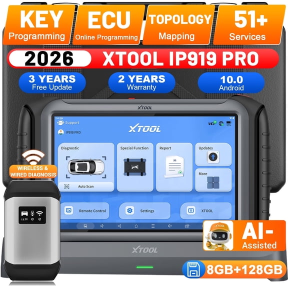 XTOOL IP919 PRO Topology Mapping OBD2 Scanner Diagnostic Tool Key Fob Pr0grammer AI-Assisted Bidirectional Scan Tool with ECU Pr0gramming, 51+ Resets, 3-Year Updates