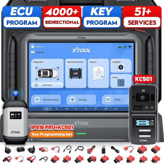 XTOOL IP919 PRO Automotive OBD2 Scanner Diagnostic Tool Bidirectional Scan Tool with KC501 Key Pr0gramming Tool, Topology Mapping, 51+ Resets