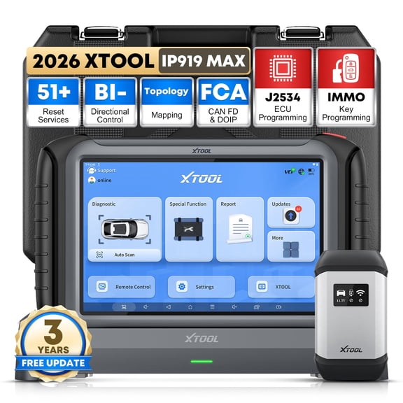 XTOOL IP919 MAX J2534 ECU Pr0gramming OBD2 Scanner Diagnostic Tool with Topology Mapping, 51+ Resets, ECU Cod-ing, AI-Assisted Full System Bidirectional Scan Tool, 3-Year Free Update