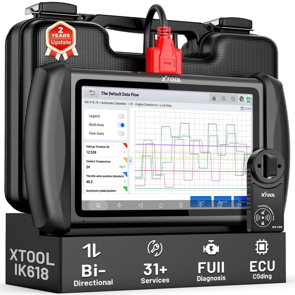 XTOOL IK618 + KC100 Automotive Key Fob Programmer AI-Assisted Full System OBD2 Scanner Bi-Directional Scan Tool, 31 Services, 2-Year Free Update