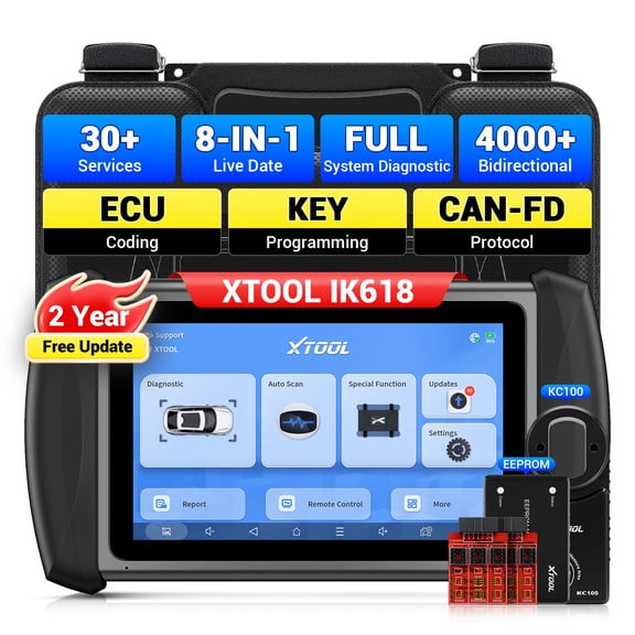 XTOOL IK618 + KC100 Automotive Key Fob Programmer 2026 AI-Assisted Full System OBD2 Scanner Bi-Directional Scan Tool, 31 Services