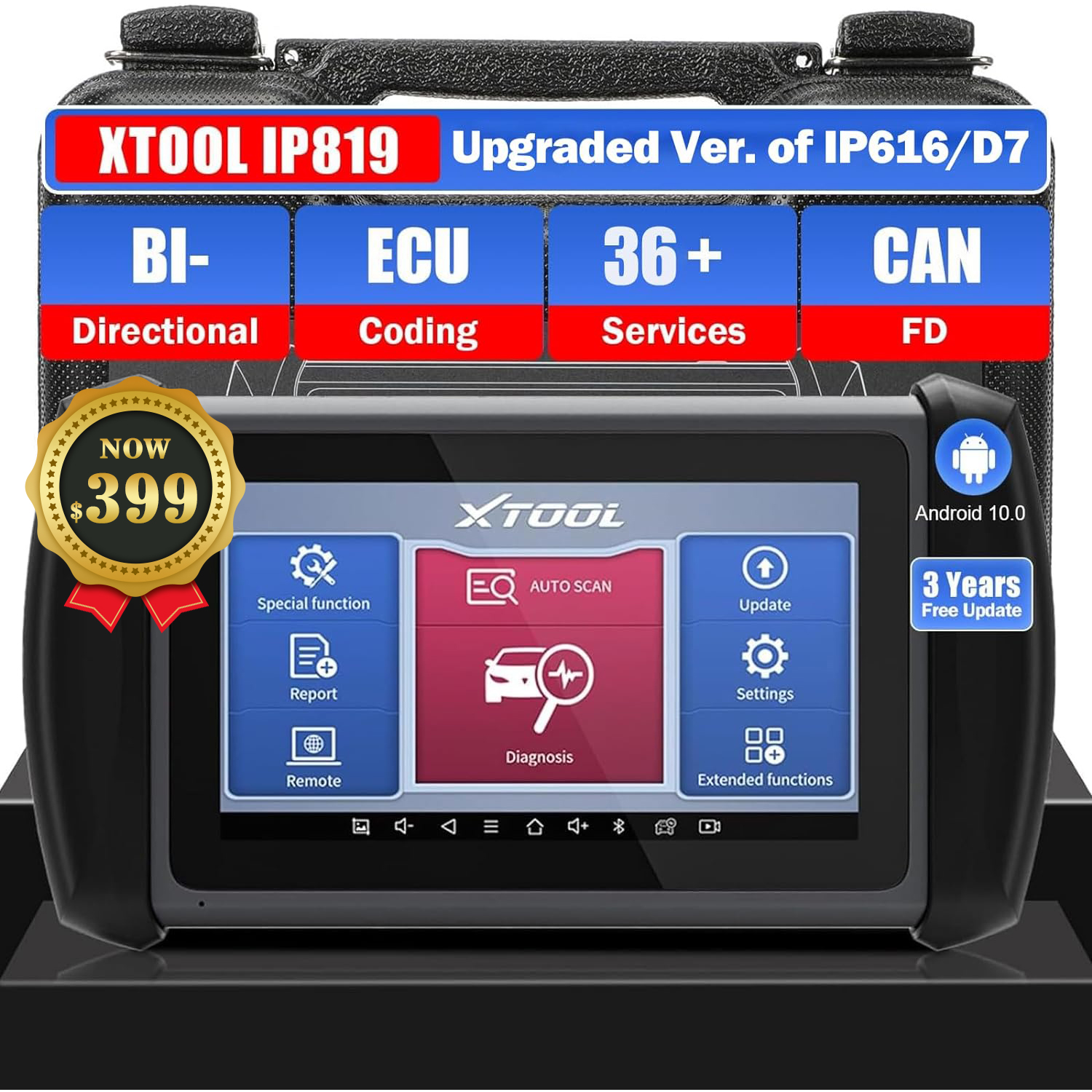 XTOOL InPlus IP819 Digital Car Checker, Bi-directional Scan Tool, Auto ...