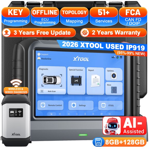 XTOOL IP919 AI-Assisted OBD2 Scanner, Bidirectional Scan Tool with Topology Mapping, ECU Cod-ing & Pr0gramming, 51+ Resets, All System Diagnostic Tool , 3-Year Free Update
