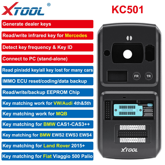 XTOOL KC501 IMMO Key Fob Programmer Tool Kits for Mercedes/ for BMW/ for VW, Work with D8S/D8W, X100 PAD3/X100 PAD3 SE, D9S/D9S RO Diagnostic Tool