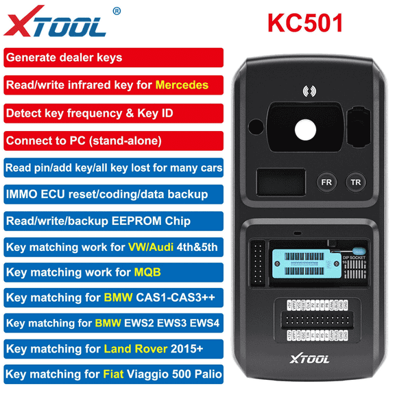 XTOOL KC501 IMMO Key Fob Programmer Tool Kits for Mercedes/ for BMW/ for VW, Work with D8S/D8W, X100 PAD3/X100 PAD3 SE, D9S/D9S RO Diagnostic Tool
