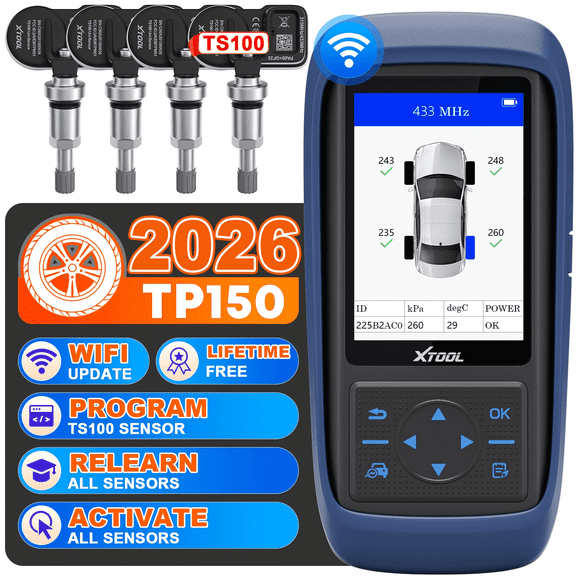 XTOOL TP150 + 4PCS TS100 Sensors TPMS Pr0gramming Tool Universal TPMS Relearn Reset Activate Tool 315/433MHz Tire Sensor Programmer